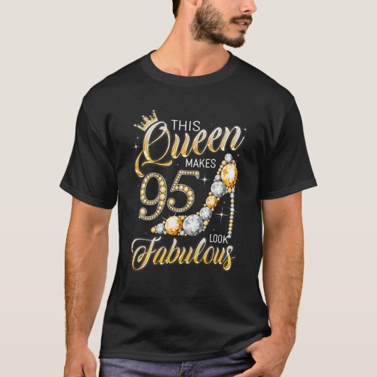 Koningin 95 Fantastisch 95e verjaardag meisje sche T-shirt (Voorkant)