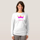Koningin aangepaste tekst kroon afbeelding As lang T-shirt (Voorkant volledig)