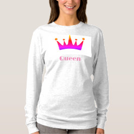 Koningin aangepaste tekst kroon afbeelding As lang T-shirt