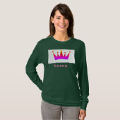 Koningin aangepaste tekst kroon afbeelding Deep Fo T-shirt (Voorkant volledig)