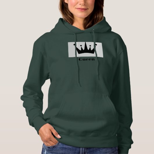 Koningin aangepaste tekst kroon afbeelding hoodie (Voorkant)