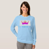 Koningin aangepaste tekst kroon afbeelding lichtbl t-shirt (Voorkant volledig)