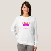 Koningin aangepaste tekst kroon afbeelding wit lan t-shirt (Voorkant volledig)
