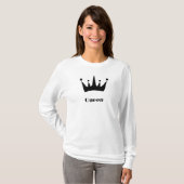 Koningin aangepaste tekst kroon afbeelding wit lan t-shirt (Voorkant volledig)