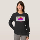 Koningin aangepaste tekst kroon afbeelding zwart l t-shirt (Voorkant volledig)