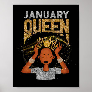 Koningin Afro Melanin Meisje Gebed Verjaardag Zwar Poster