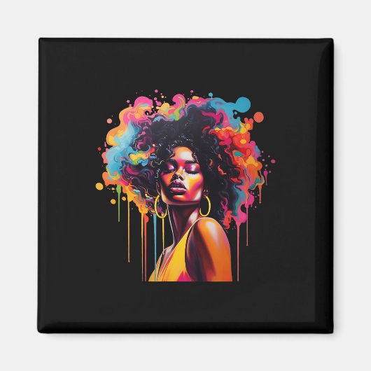 Koningin Afro Melanine Dripping Juneteenth African Magneet (Voorkant)