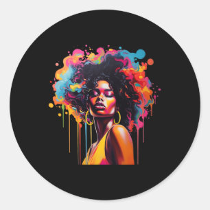 Koningin Afro Melanine Dripping Juneteenth African Ronde Sticker