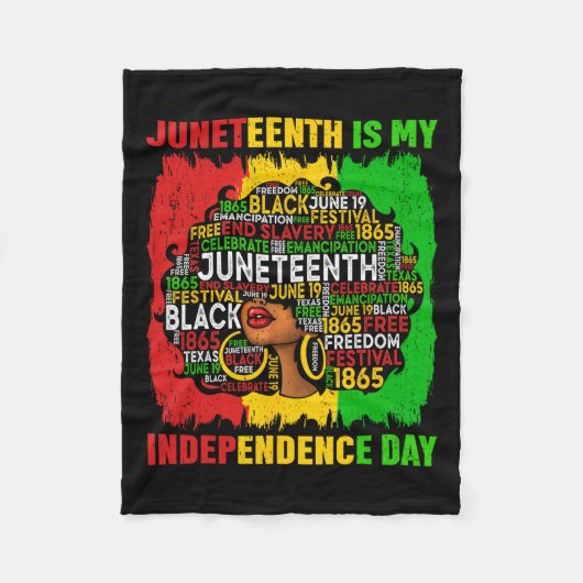 Koningin Afro Vrouw Juneteenth Is Mijn Onafhankeli Fleece Deken (Voorkant)