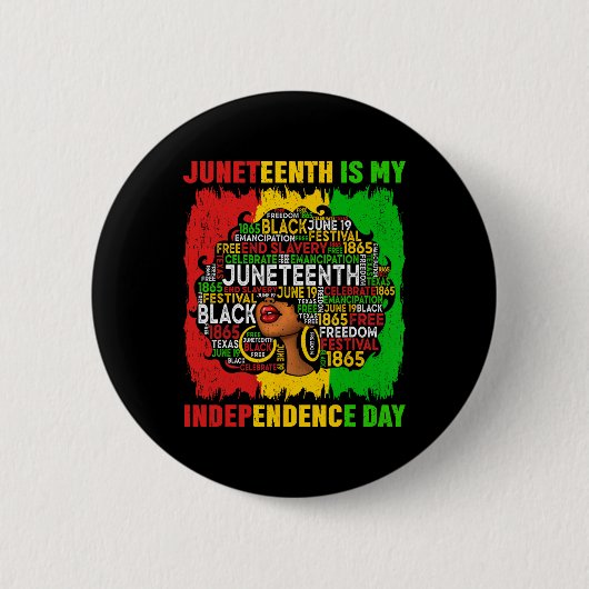 Koningin Afro Vrouw Juneteenth Is Mijn Onafhankeli Ronde Button 5,7 Cm (Voorkant)