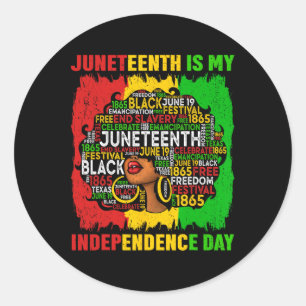 Koningin Afro Vrouw Juneteenth Is Mijn Onafhankeli Ronde Sticker