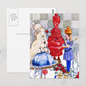 Koningin Alice, de Rode Koningin en de Witte Konin Briefkaart (Voorkant / Achterkant)