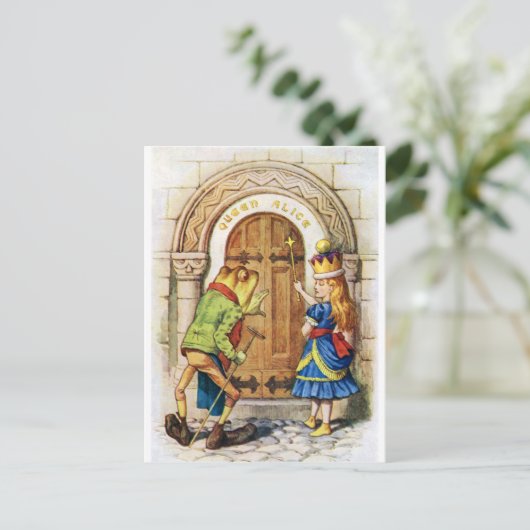 Koningin Alice en de kikker in Wonderland Briefkaart (Staand voorkant)