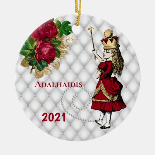  koningin Alice Kerstmis Keramisch Ornament (Voorkant)
