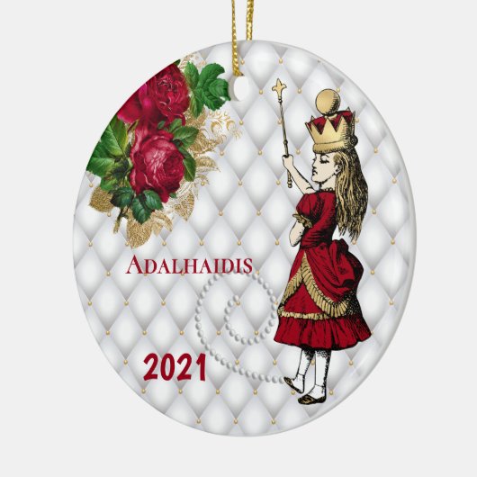 koningin Alice Kerstmis Keramisch Ornament (Links)