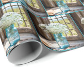 Koningin Anne's Kant in Aqua Mason Jar Cadeaupapier (Rol Hoek)