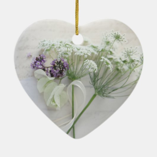 Koningin Anne's kant met script Keramisch Ornament (Achterkant)