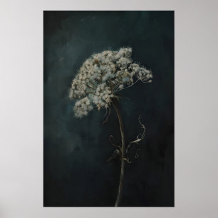 Koningin Annes kant Mood donker bloemmotief afdruk Poster