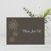 Koningin Anne's Lace Brown Wedding Invitation Kaart (Staand voorkant)