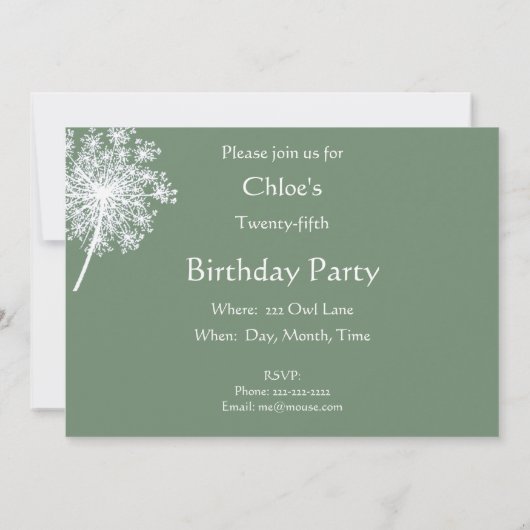 Koningin Anne's Lace Flower Green Classic Invitati Kaart (Achterkant)