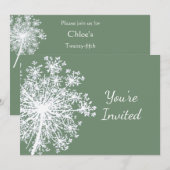 Koningin Anne's Lace Flower Green Classic Invitati Kaart (Voorkant / Achterkant)