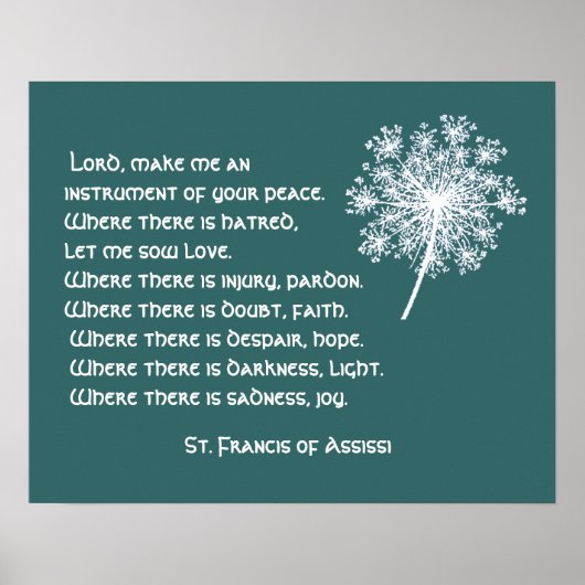 Koningin Anne's Lace St. Francis Assissi Prayer Poster (Voorkant)