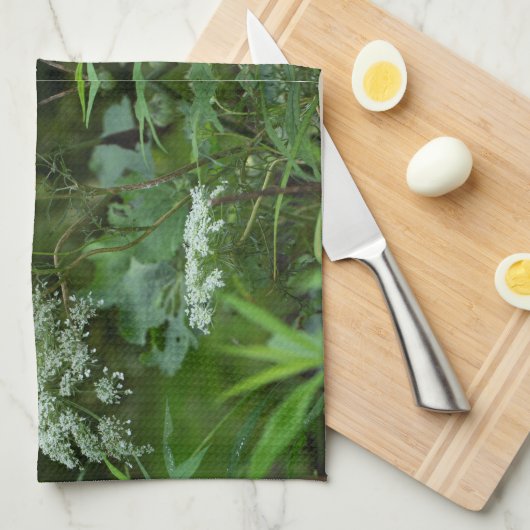 Koningin Anne's Lace Wildflower in de zomer Theedoek (Quarter Fold)