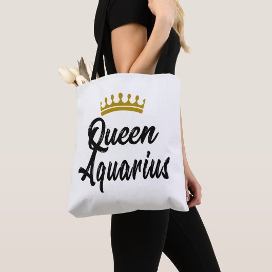 Koningin Aquarius Zodiac Horoscope Star Sign Birth Tote Bag (Dichtbij)