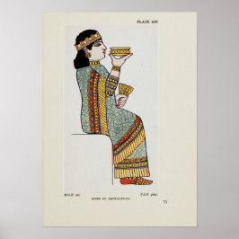 Koningin Assur-Bani-Pal Oud-Assyrische kledij Poster