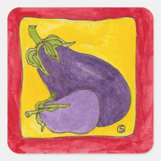 koningin-aubergine-sticker vierkante sticker