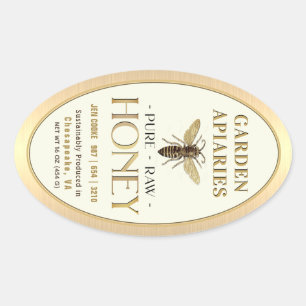 Koningin Bee 16 oz Queenline Jar Raw Honey Gold Ovale Sticker