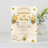 Koningin Bee 1e Bijendag Verjaardagsfeest Kaart (Staand voorkant)