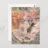 Koningin Bee Beauful Collage Briefkaart (Voorkant / Achterkant)