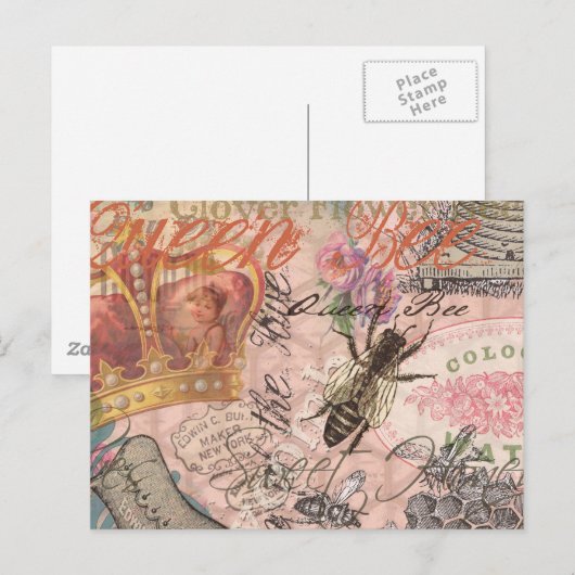 Koningin Bee  Beauful Collage Briefkaart (Voorkant / Achterkant)