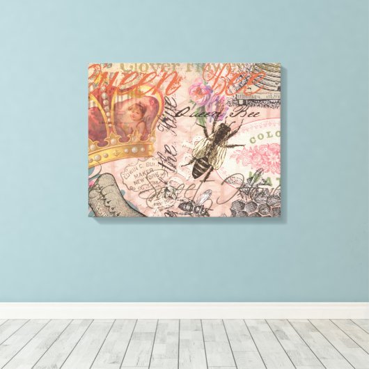 Koningin Bee Beauful Collage Canvas Afdruk (Insitu (Houten vloer))