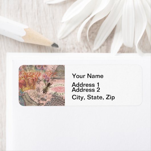 Koningin Bee  Beauful Collage Etiket (Insitu)