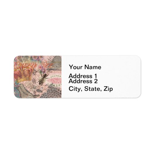 Koningin Bee Beauful Collage Etiket (Voorkant)