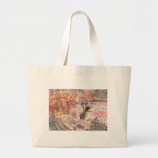 Koningin Bee  Beauful Collage Grote Tote Bag (Voorkant)