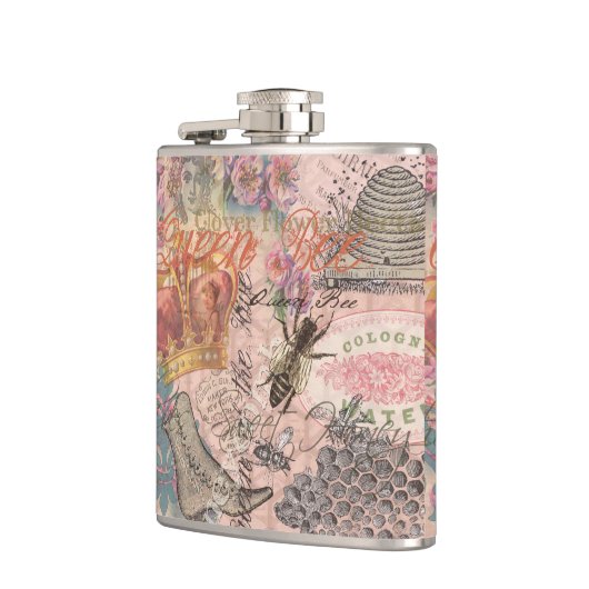 Koningin Bee  Beauful Collage Heupfles (Links)