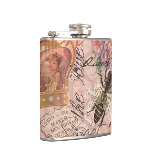 Koningin Bee  Beauful Collage Heupfles (Rechts)