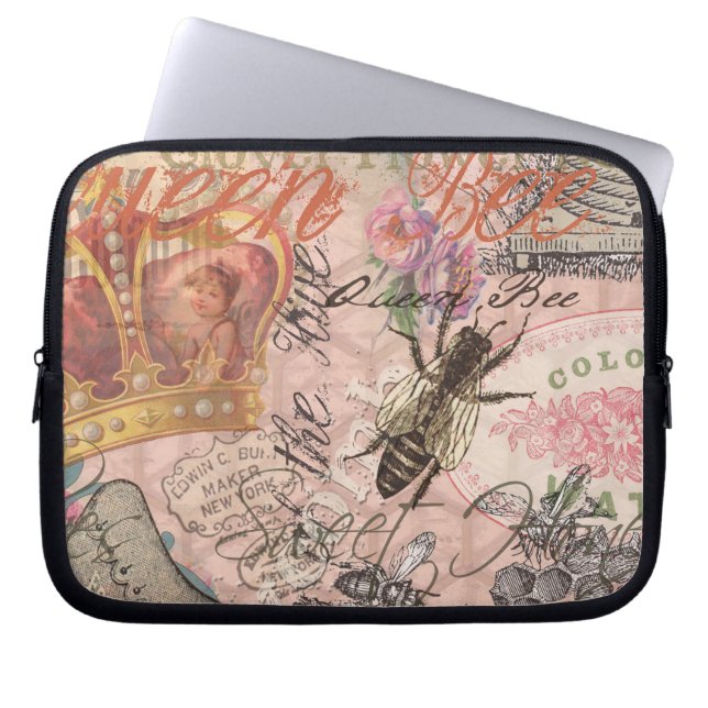Koningin Bee  Beauful Collage Laptop Sleeve (Voorkant)