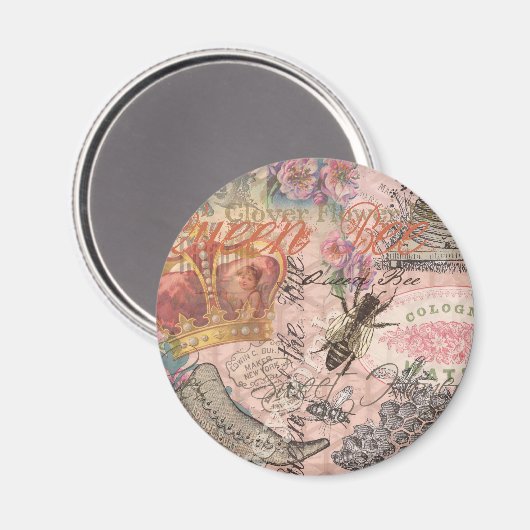 Koningin Bee  Beauful Collage Magneet (Voorkant / Achterkant)