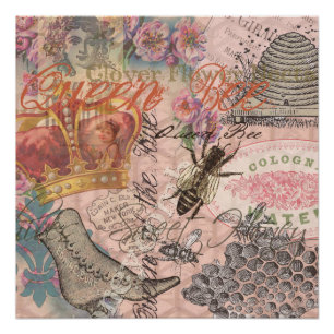 Koningin Bee Beauful Collage Perfect Poster
