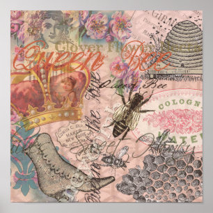 Koningin Bee Beauful Collage Poster