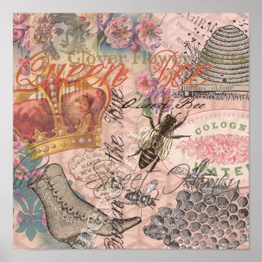 Koningin Bee  Beauful Collage Poster (Voorkant)