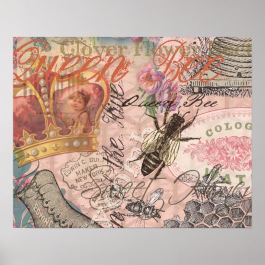 Koningin Bee  Beauful Collage Poster (Voorkant)