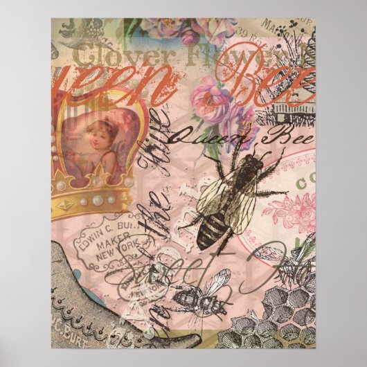 Koningin Bee  Beauful Collage Poster (Voorkant)