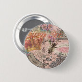 Koningin Bee  Beauful Collage Ronde Button 5,7 Cm (Voorkant /achterkant)