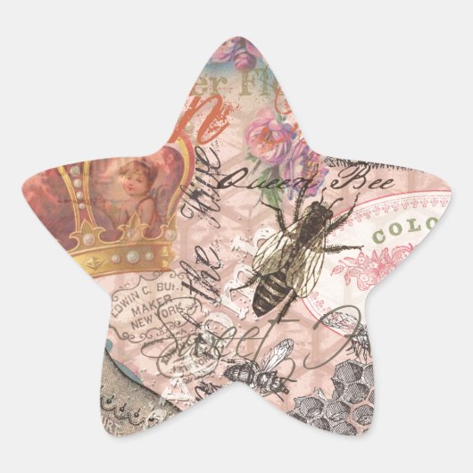 Koningin Bee  Beauful Collage Ster Sticker (Voorkant)