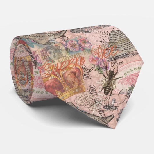 Koningin Bee Beauful Collage Stropdas (Opgerold)